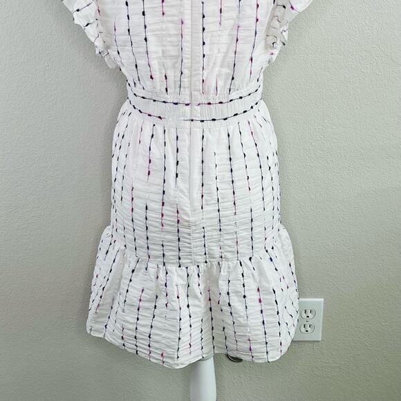 Donna Morgan Embroidered White Flutter-Sleeve Two-Tier V-Neck Mini Dress 10 NWOT - Picture 11 of 13